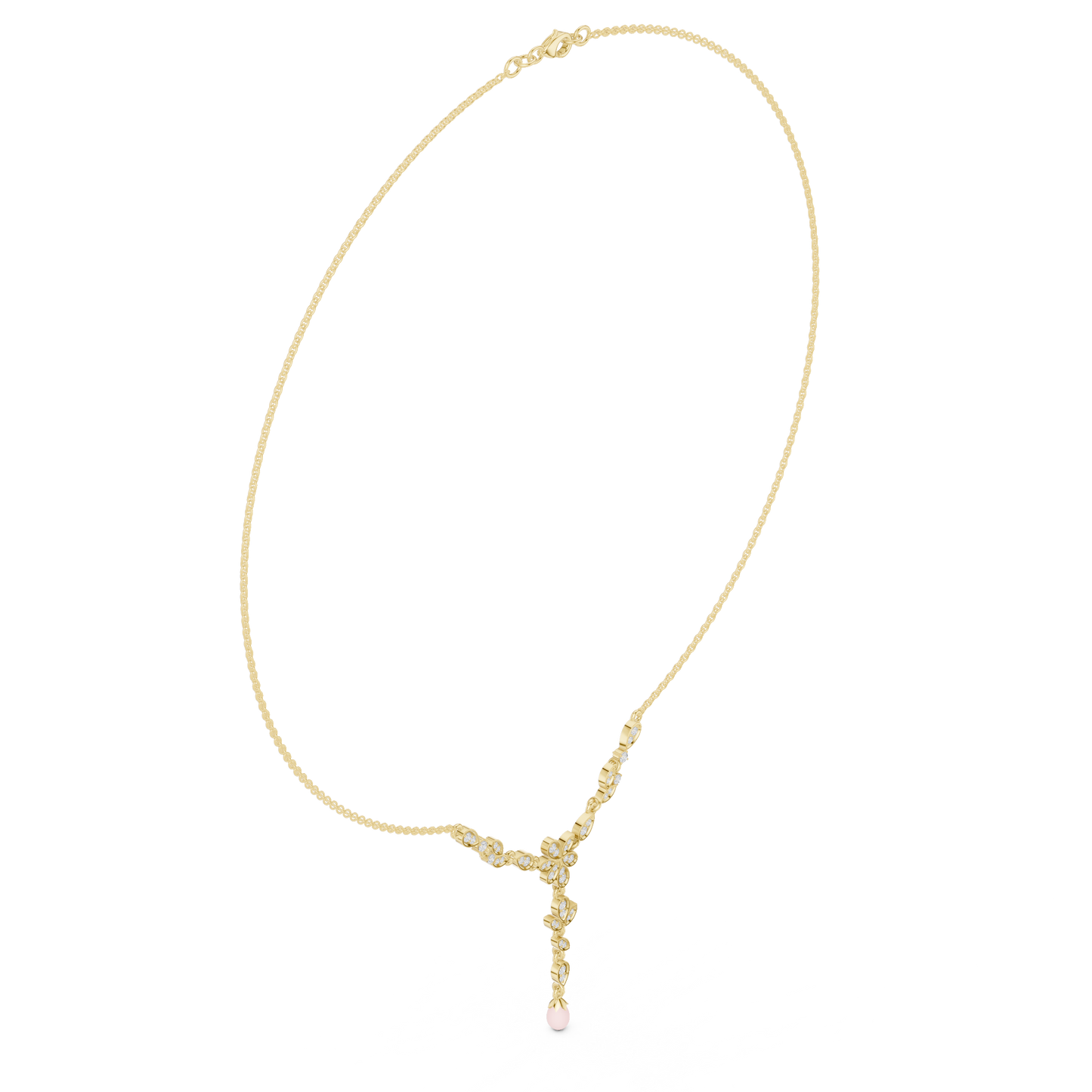 Delicate Floral Y Necklace | Rose Drop Charm Jewelry | Bridal Gift Elegant Modern Design