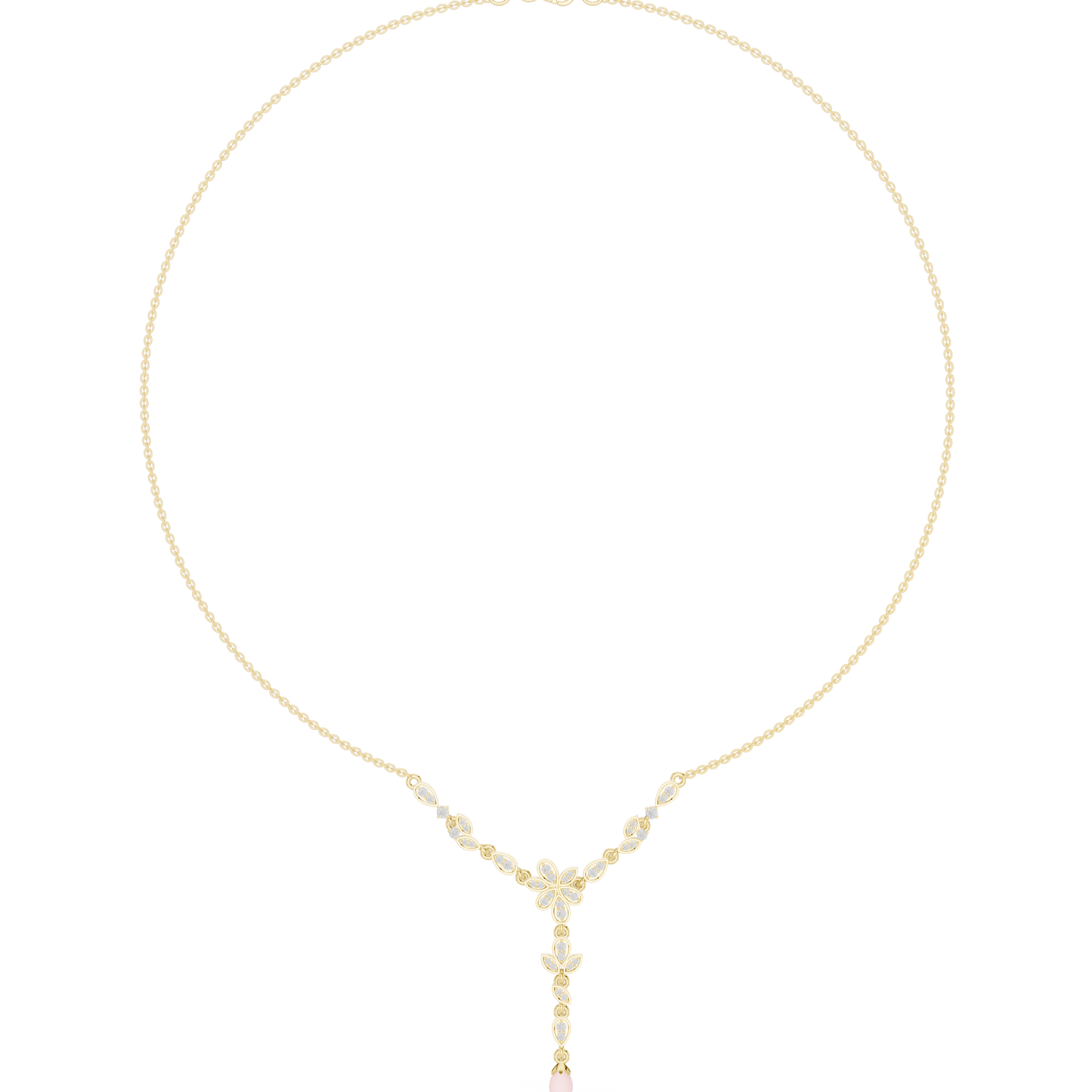 Delicate Floral Y Necklace | Rose Drop Charm Jewelry | Bridal Gift Elegant Modern Design