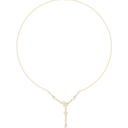 Delicate Floral Y Necklace | Rose Drop Charm Jewelry | Bridal Gift Elegant Modern Design