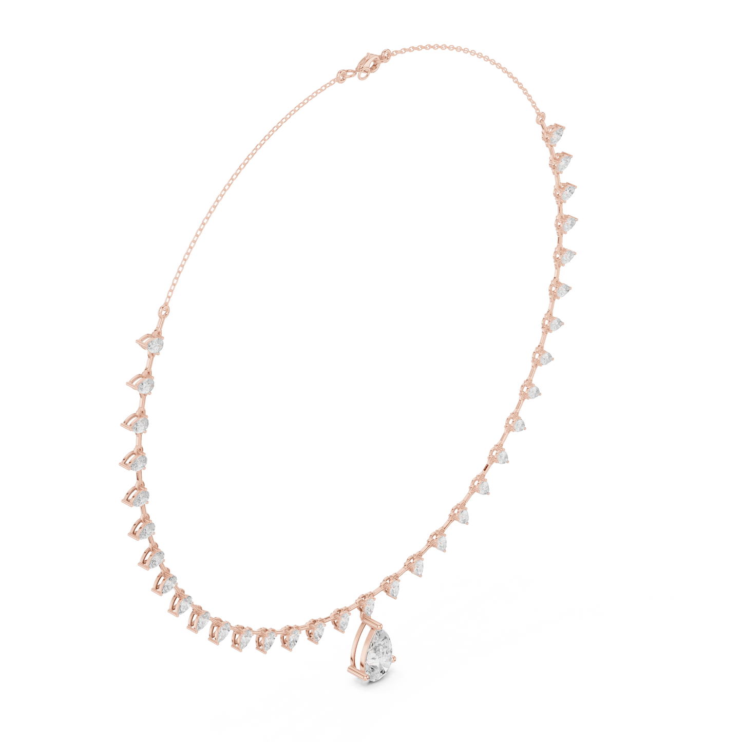 Dangling Pear Diamond Necklace | Statement Fine Jewelry Piece | Exclusive Bridal Look For Weddings