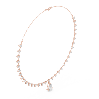 Dangling Pear Diamond Necklace | Statement Fine Jewelry Piece | Exclusive Bridal Look For Weddings