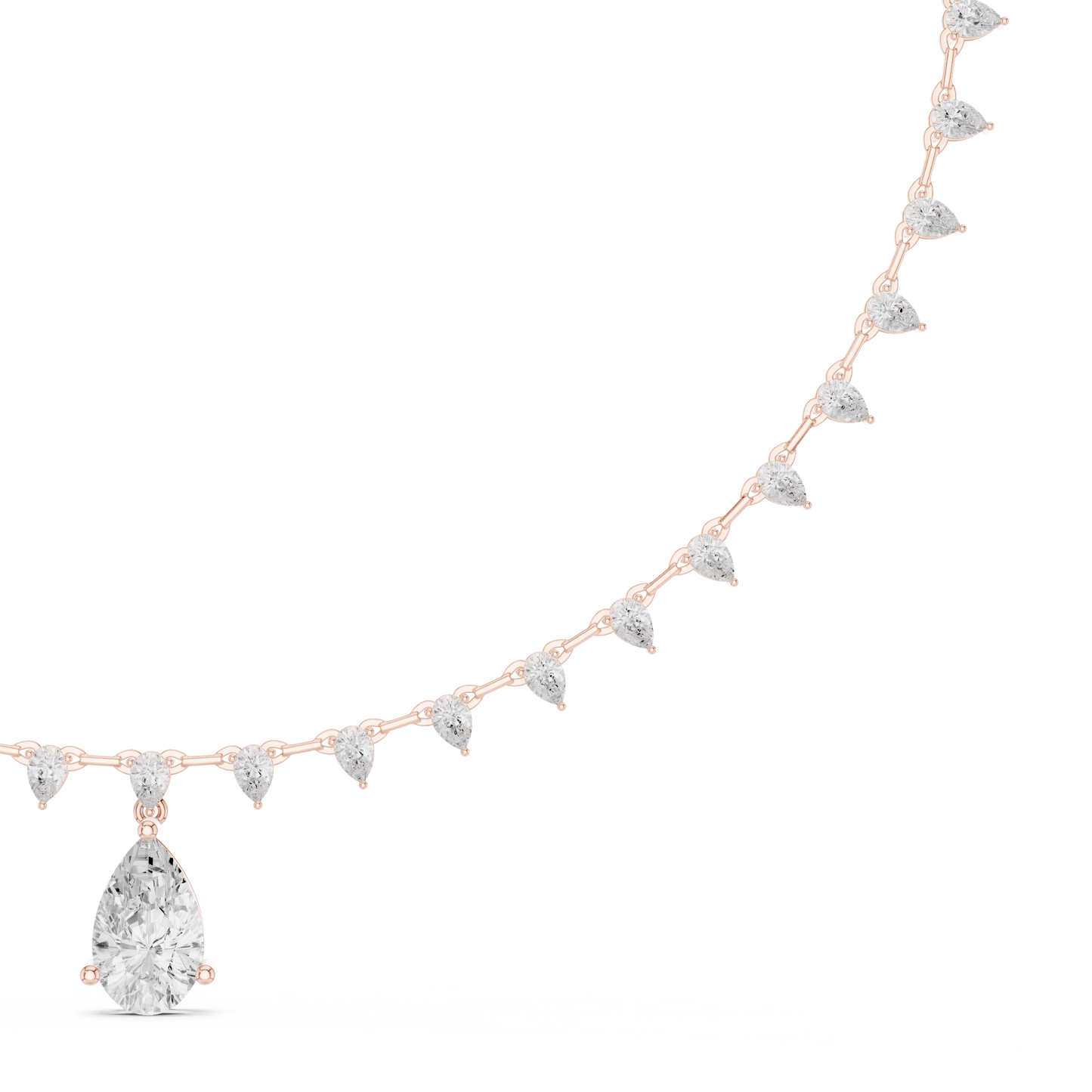 Dangling Pear Diamond Necklace | Statement Fine Jewelry Piece | Exclusive Bridal Look For Weddings