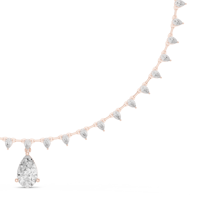 Dangling Pear Diamond Necklace | Statement Fine Jewelry Piece | Exclusive Bridal Look For Weddings