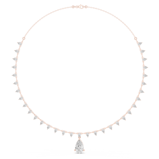 Dangling Pear Diamond Necklace | Statement Fine Jewelry Piece | Exclusive Bridal Look For Weddings