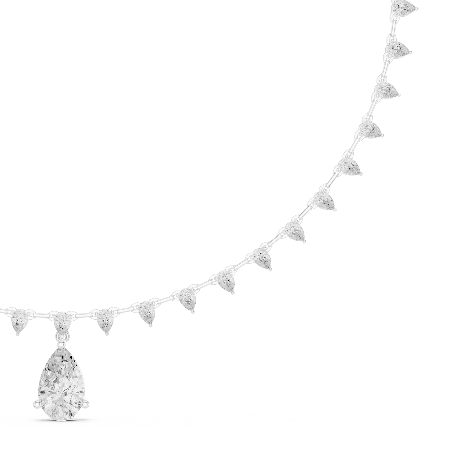 Dangling Pear Diamond Necklace | Statement Fine Jewelry Piece | Exclusive Bridal Look For Weddings