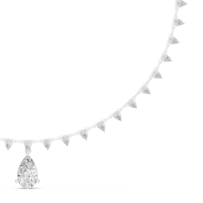 Dangling Pear Diamond Necklace | Statement Fine Jewelry Piece | Exclusive Bridal Look For Weddings