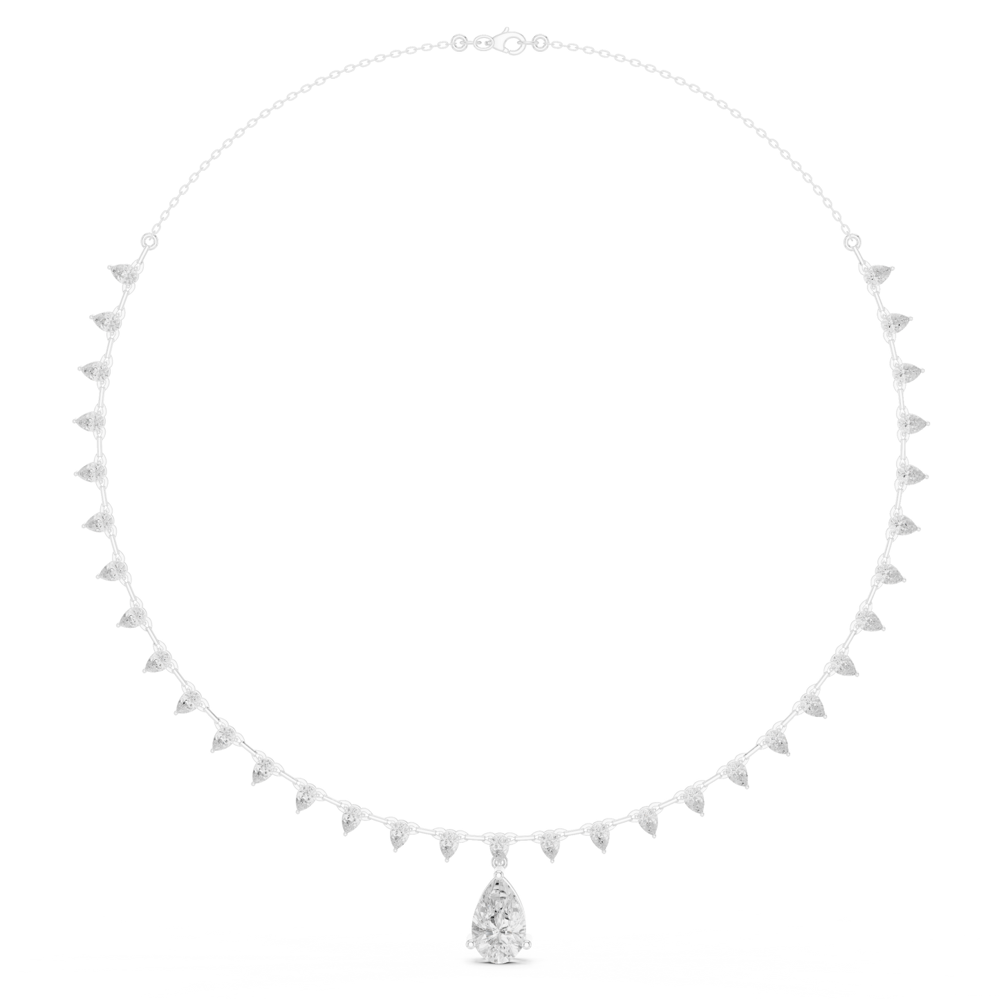 Dangling Pear Diamond Necklace | Statement Fine Jewelry Piece | Exclusive Bridal Look For Weddings