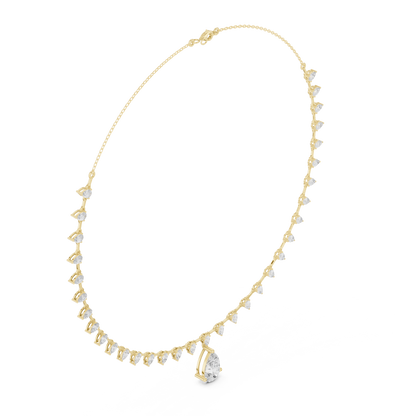 Dangling Pear Diamond Necklace | Statement Fine Jewelry Piece | Exclusive Bridal Look For Weddings