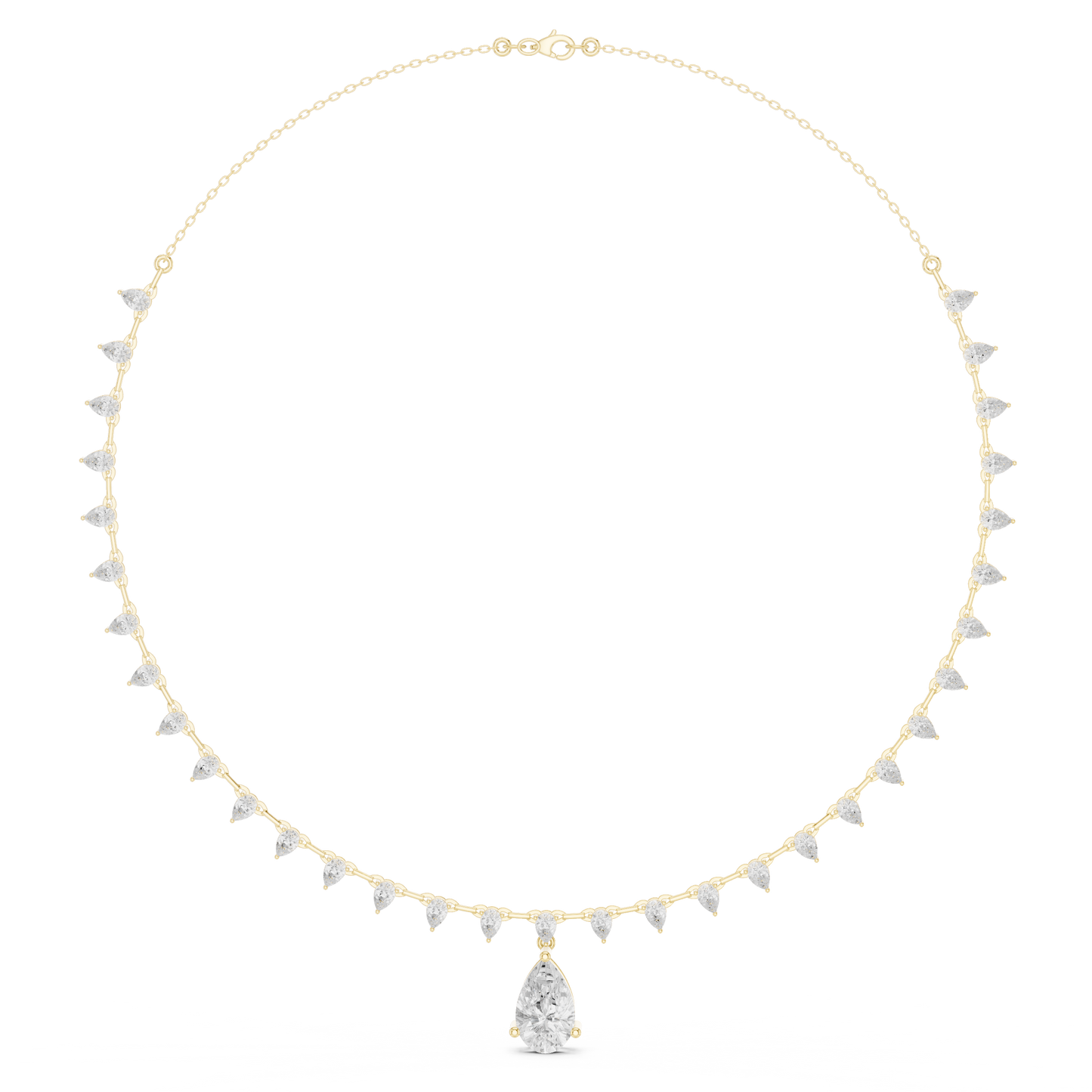 Dangling Pear Diamond Necklace | Statement Fine Jewelry Piece | Exclusive Bridal Look For Weddings