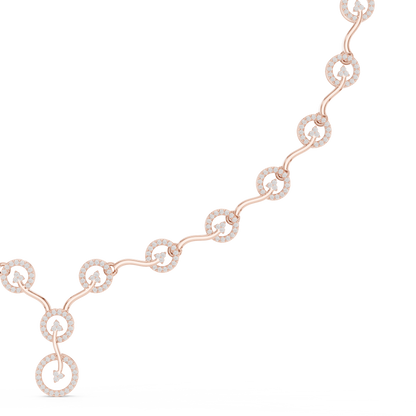 Contemporary Diamond Chain Necklace | Elegant Circular Wave Motif | Luxury Gold Jewelry For Modern Women