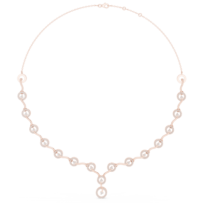 Contemporary Diamond Chain Necklace | Elegant Circular Wave Motif | Luxury Gold Jewelry For Modern Women