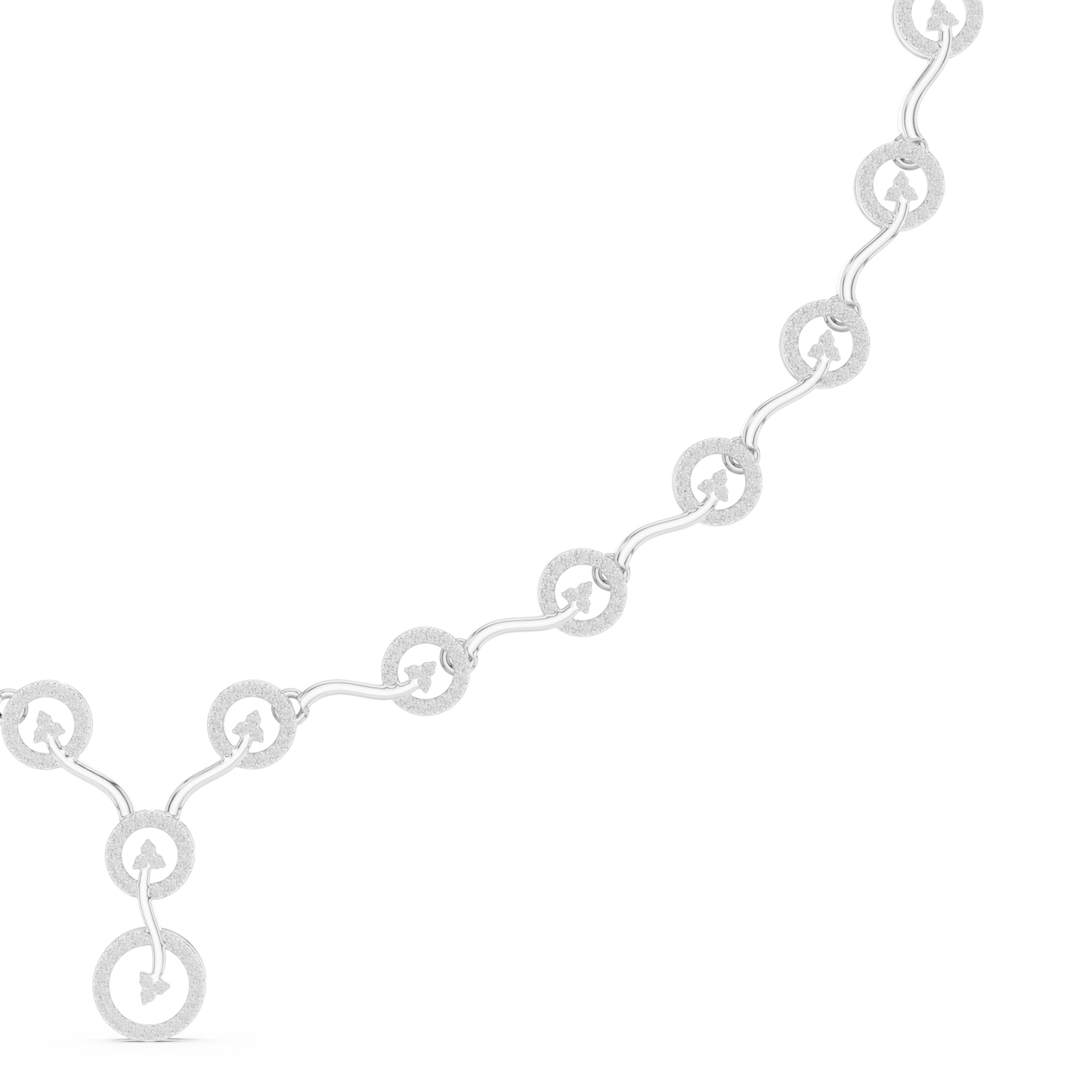 Contemporary Diamond Chain Necklace | Elegant Circular Wave Motif | Luxury Gold Jewelry For Modern Women