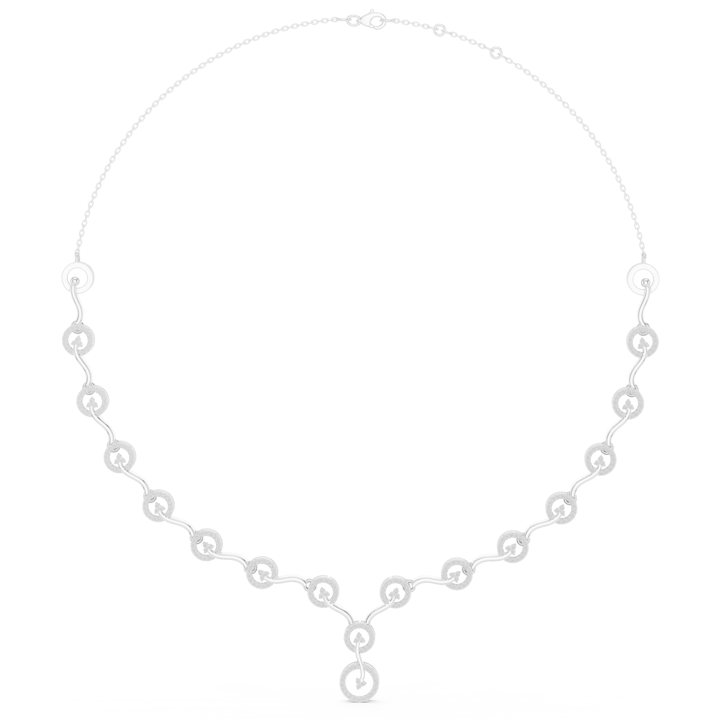 Contemporary Diamond Chain Necklace | Elegant Circular Wave Motif | Luxury Gold Jewelry For Modern Women