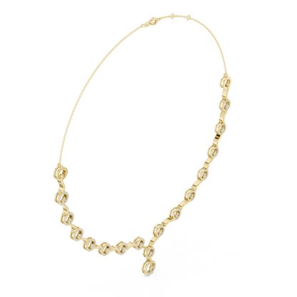 Contemporary Diamond Chain Necklace | Elegant Circular Wave Motif | Luxury Gold Jewelry For Modern Women