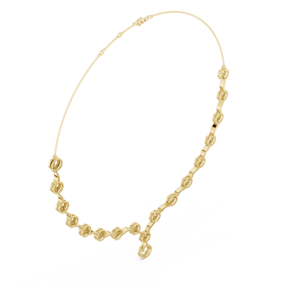 Contemporary Diamond Chain Necklace | Elegant Circular Wave Motif | Luxury Gold Jewelry For Modern Women