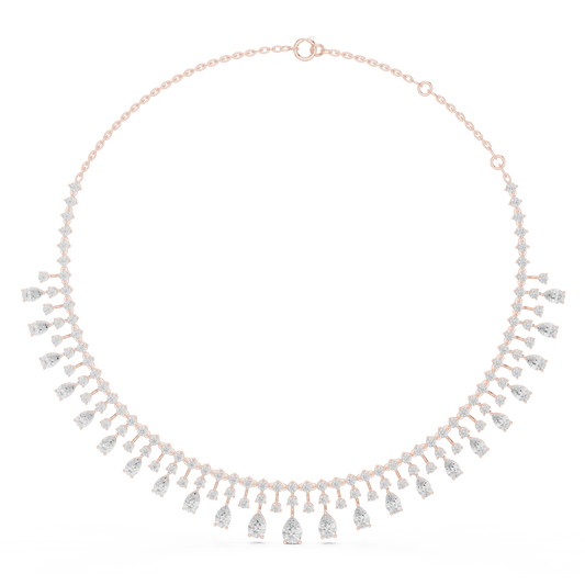 Celestial Cascade Pear cut Diamond Collar With Drifting Drops For Moonlit Bridal Evenings