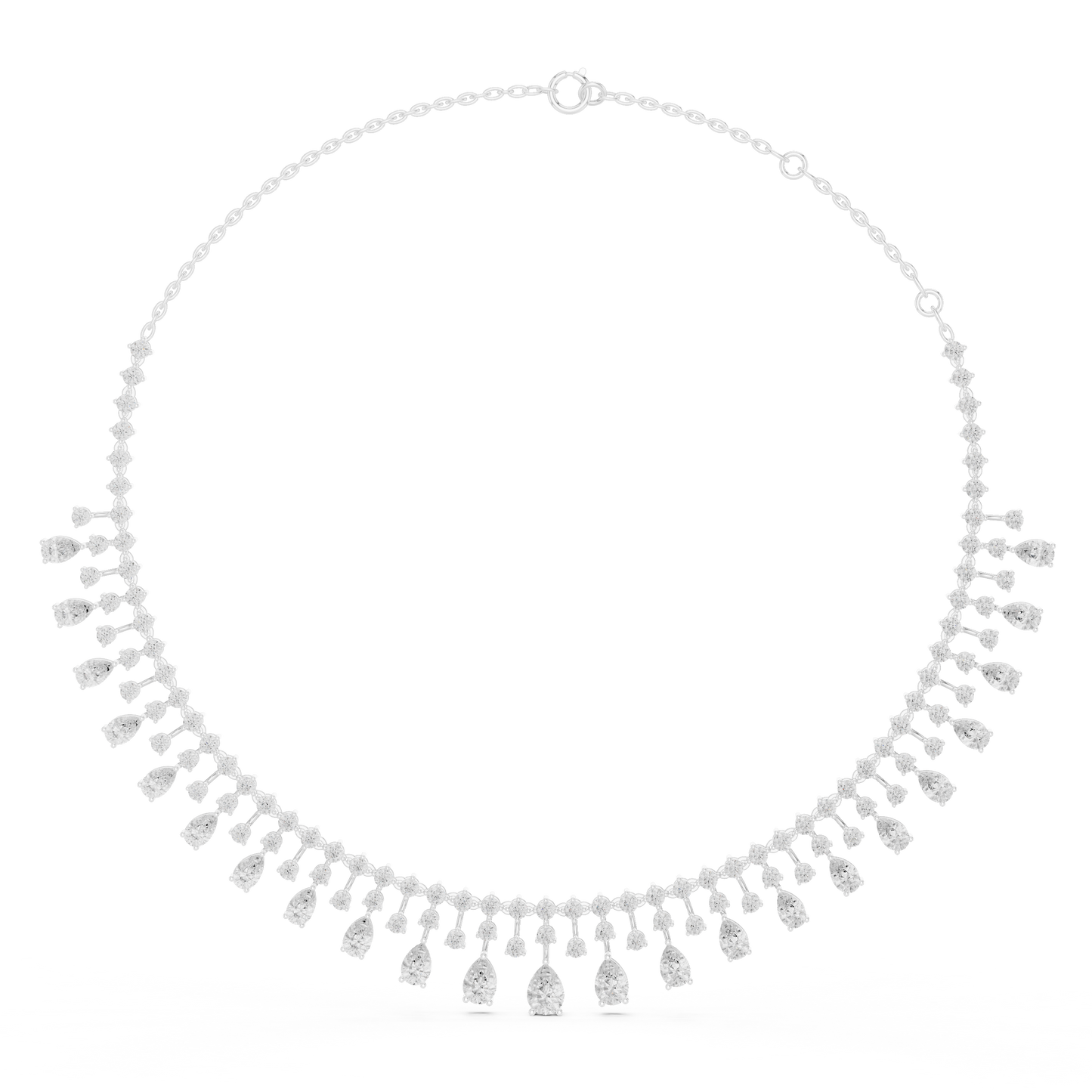 Celestial Cascade Pear cut Diamond Collar With Drifting Drops For Moonlit Bridal Evenings