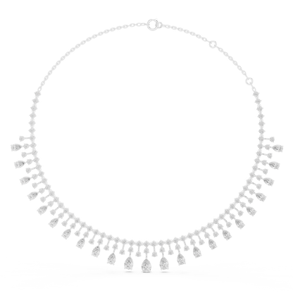 Celestial Cascade Pear cut Diamond Collar With Drifting Drops For Moonlit Bridal Evenings