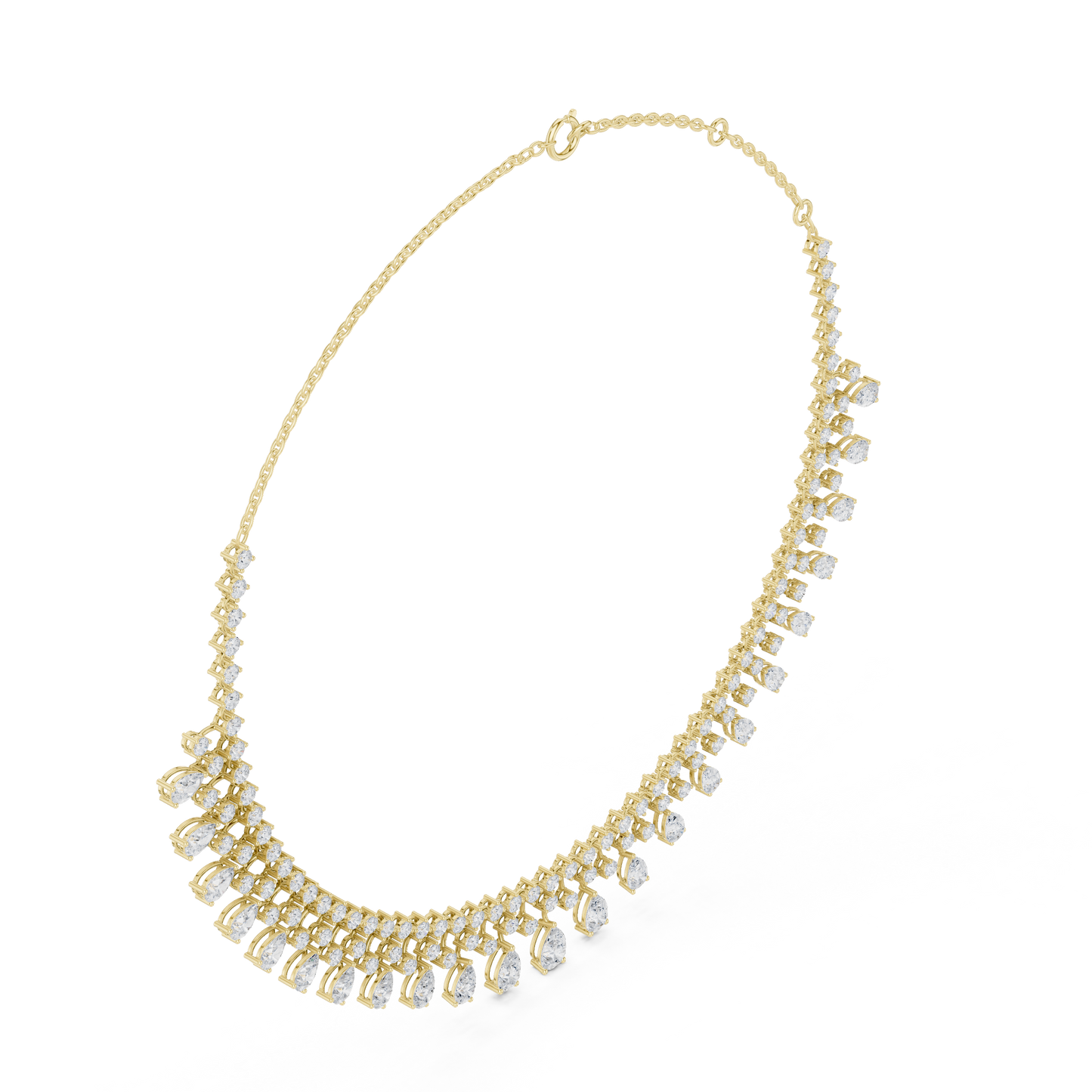 Celestial Cascade Pear cut Diamond Collar With Drifting Drops For Moonlit Bridal Evenings
