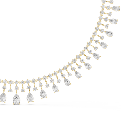 Celestial Cascade Pear cut Diamond Collar With Drifting Drops For Moonlit Bridal Evenings