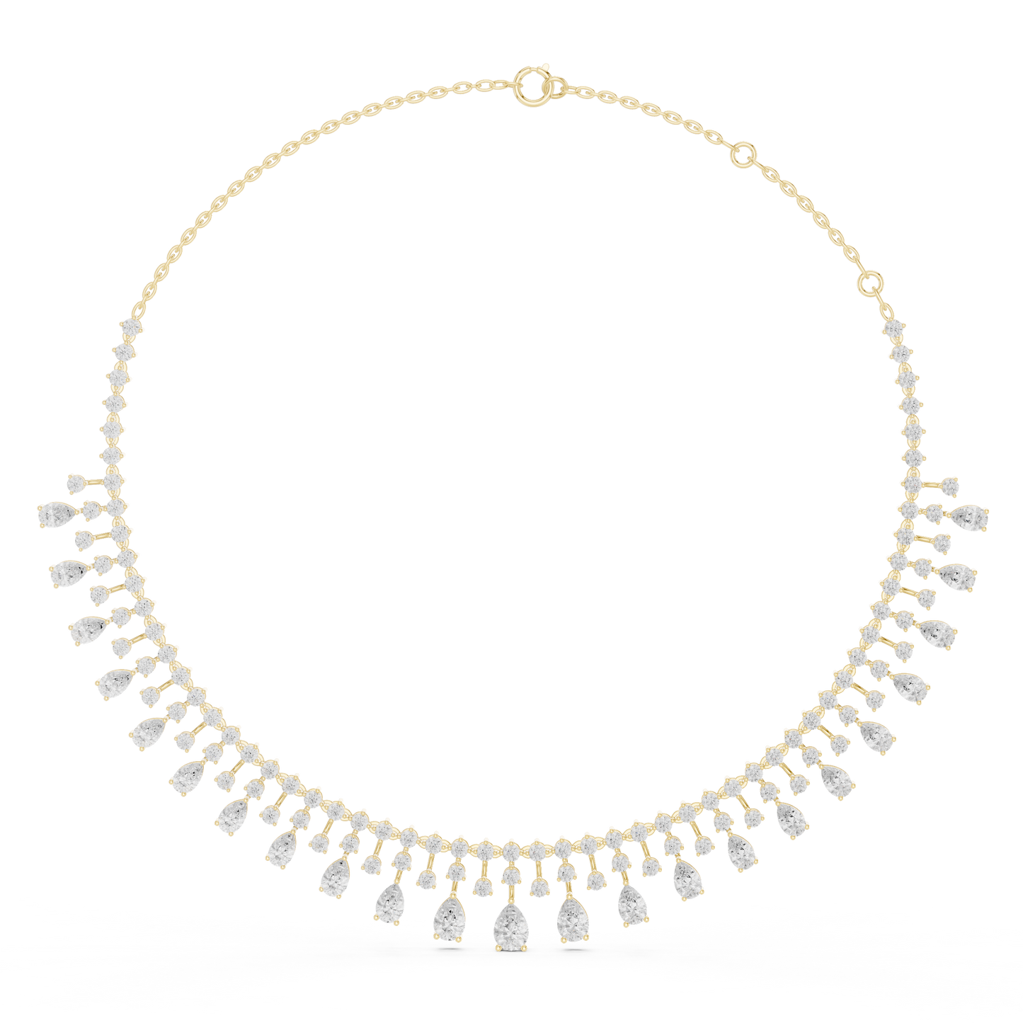 Celestial Cascade Pear cut Diamond Collar With Drifting Drops For Moonlit Bridal Evenings