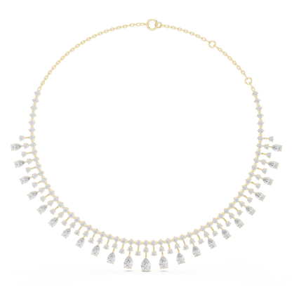 Celestial Cascade Pear cut Diamond Collar With Drifting Drops For Moonlit Bridal Evenings