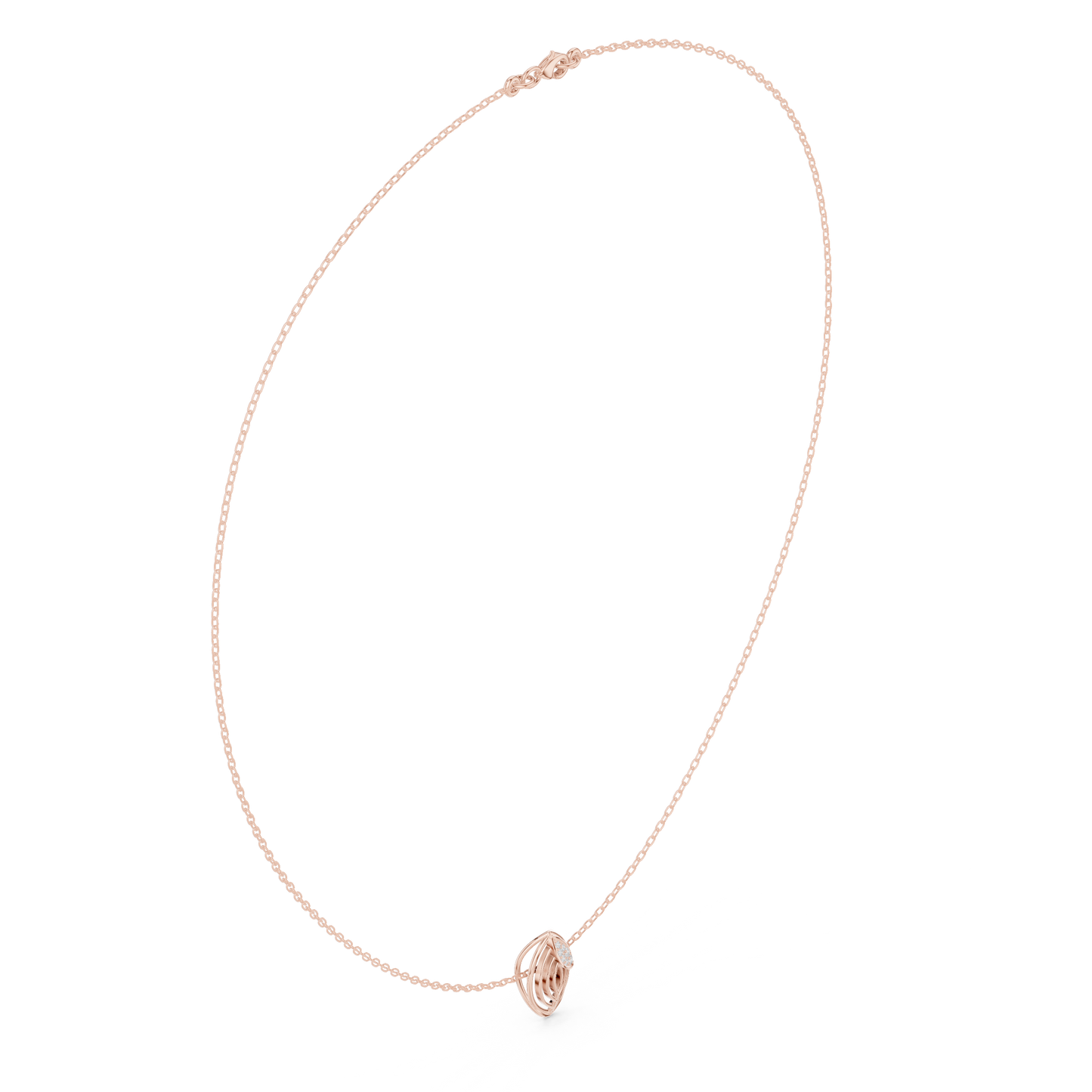 Abstract Botanical Leaf Pendant - Diamond Touch Silver Necklace - Artisan Crafted Modern Jewelry