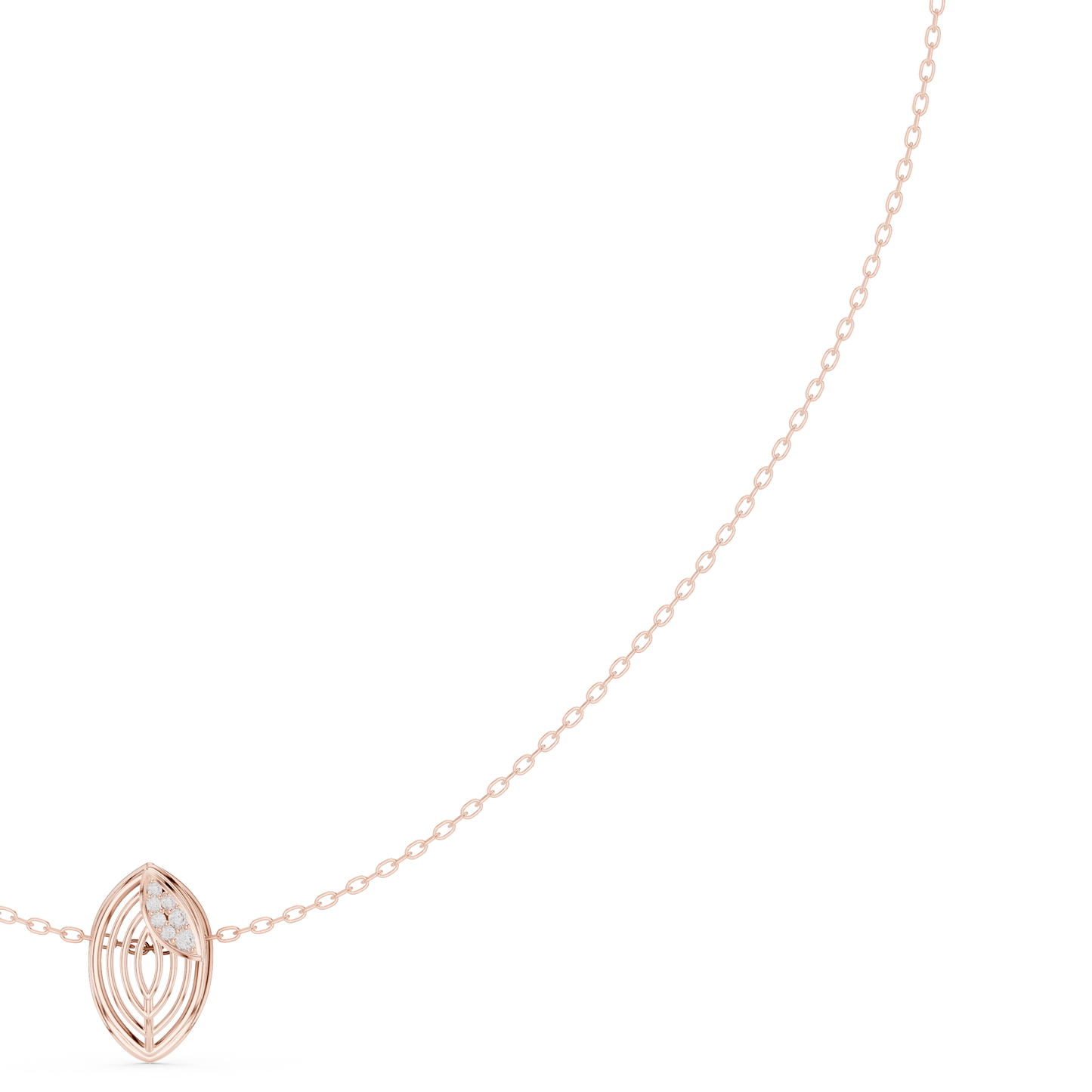 Abstract Botanical Leaf Pendant - Diamond Touch Silver Necklace - Artisan Crafted Modern Jewelry