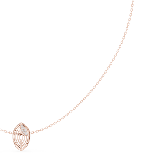 Abstract Botanical Leaf Pendant - Diamond Touch Gold Necklace - Artisan Crafted Modern Jewelry