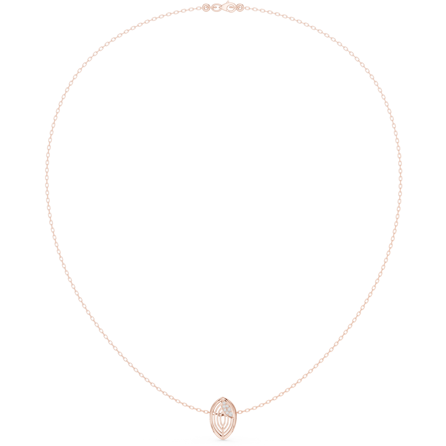 Abstract Botanical Leaf Pendant - Diamond Touch Silver Necklace - Artisan Crafted Modern Jewelry