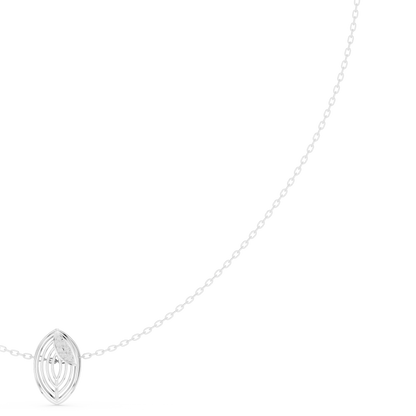 Abstract Botanical Leaf Pendant - Diamond Touch Silver Necklace - Artisan Crafted Modern Jewelry