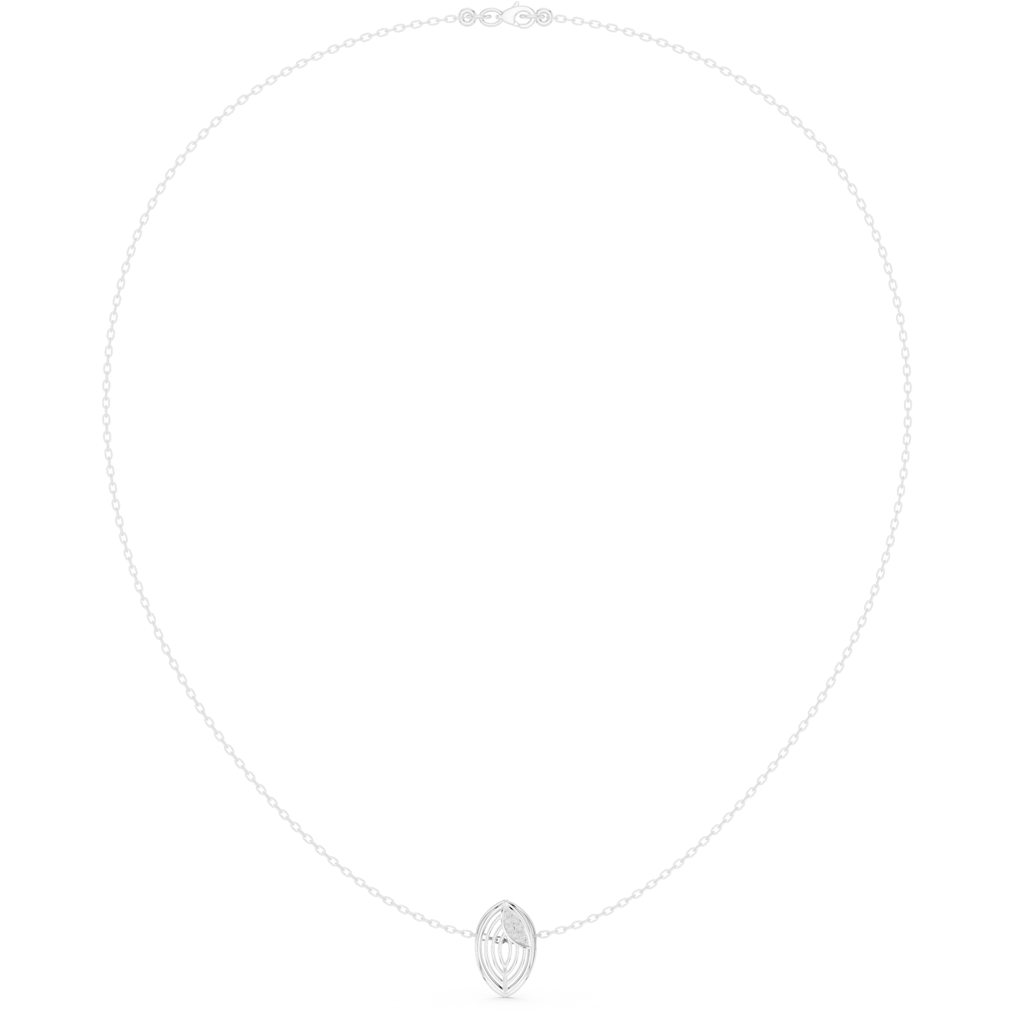 Abstract Botanical Leaf Pendant - Diamond Touch Silver Necklace - Artisan Crafted Modern Jewelry