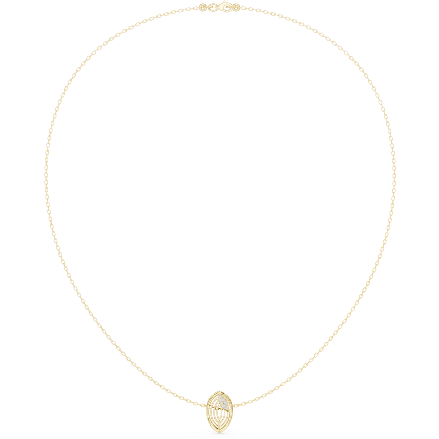 Abstract Botanical Leaf Pendant - Diamond Touch Silver Necklace - Artisan Crafted Modern Jewelry