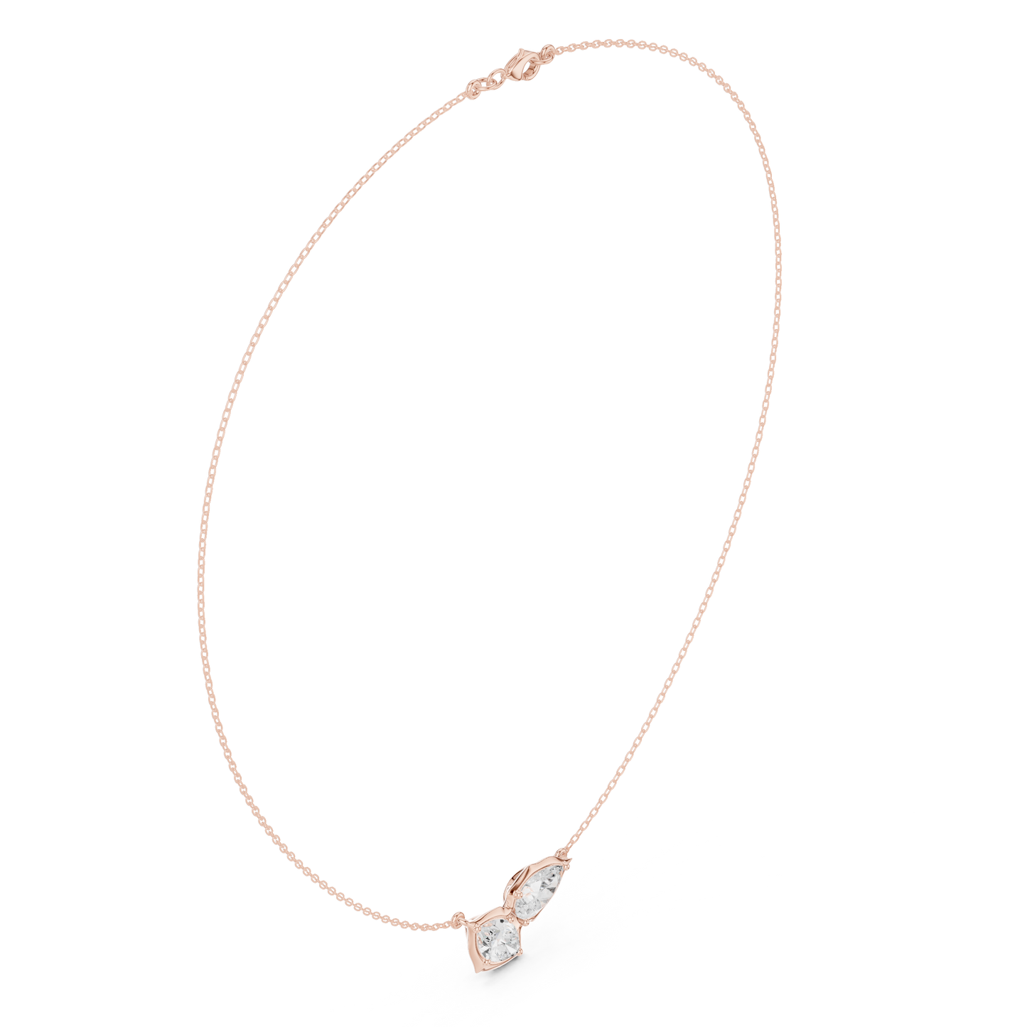 Luminous Double Marquise Necklace | Nature Shaped Diamond Motif | Refined Contemporary Bridal Accent Jewelry