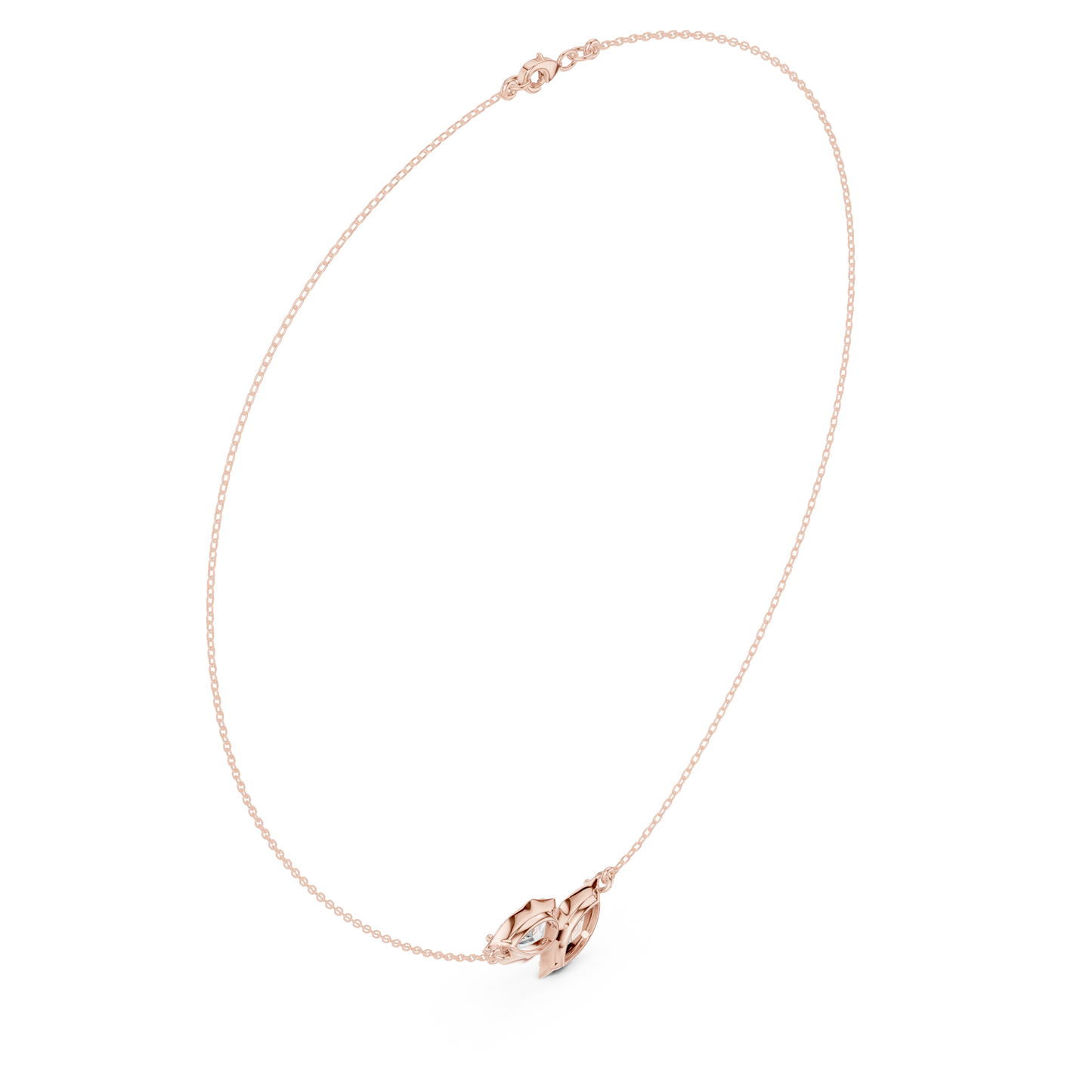 Luminous Double Marquise Necklace | Nature Shaped Diamond Motif | Refined Contemporary Bridal Accent Jewelry