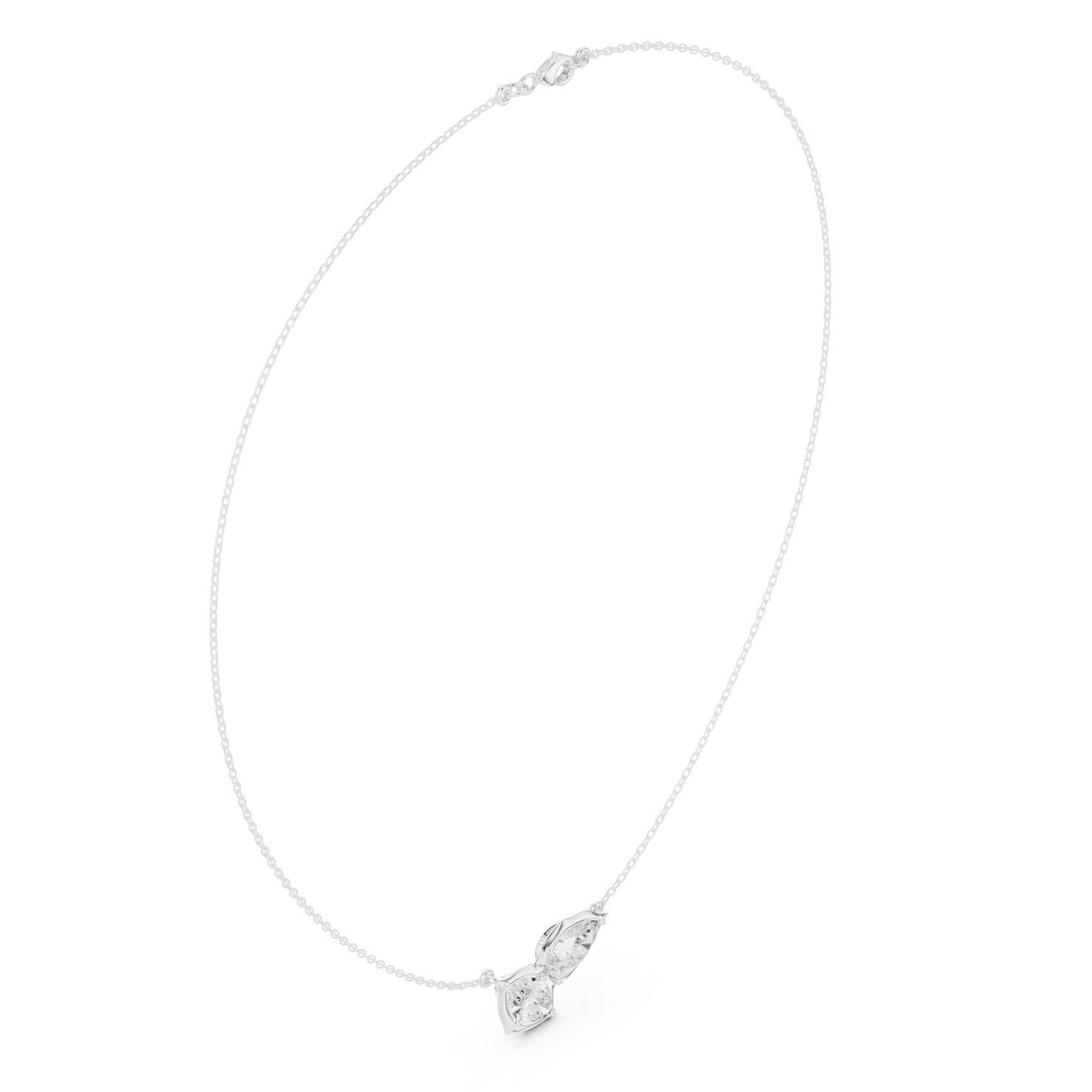 Luminous Double Marquise Necklace | Nature Shaped Diamond Motif | Refined Contemporary Bridal Accent Jewelry