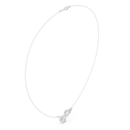 Luminous Double Marquise Necklace | Nature Shaped Diamond Motif | Refined Contemporary Bridal Accent Jewelry