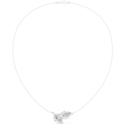 Luminous Double Marquise Necklace | Nature Shaped Diamond Motif | Refined Contemporary Bridal Accent Jewelry