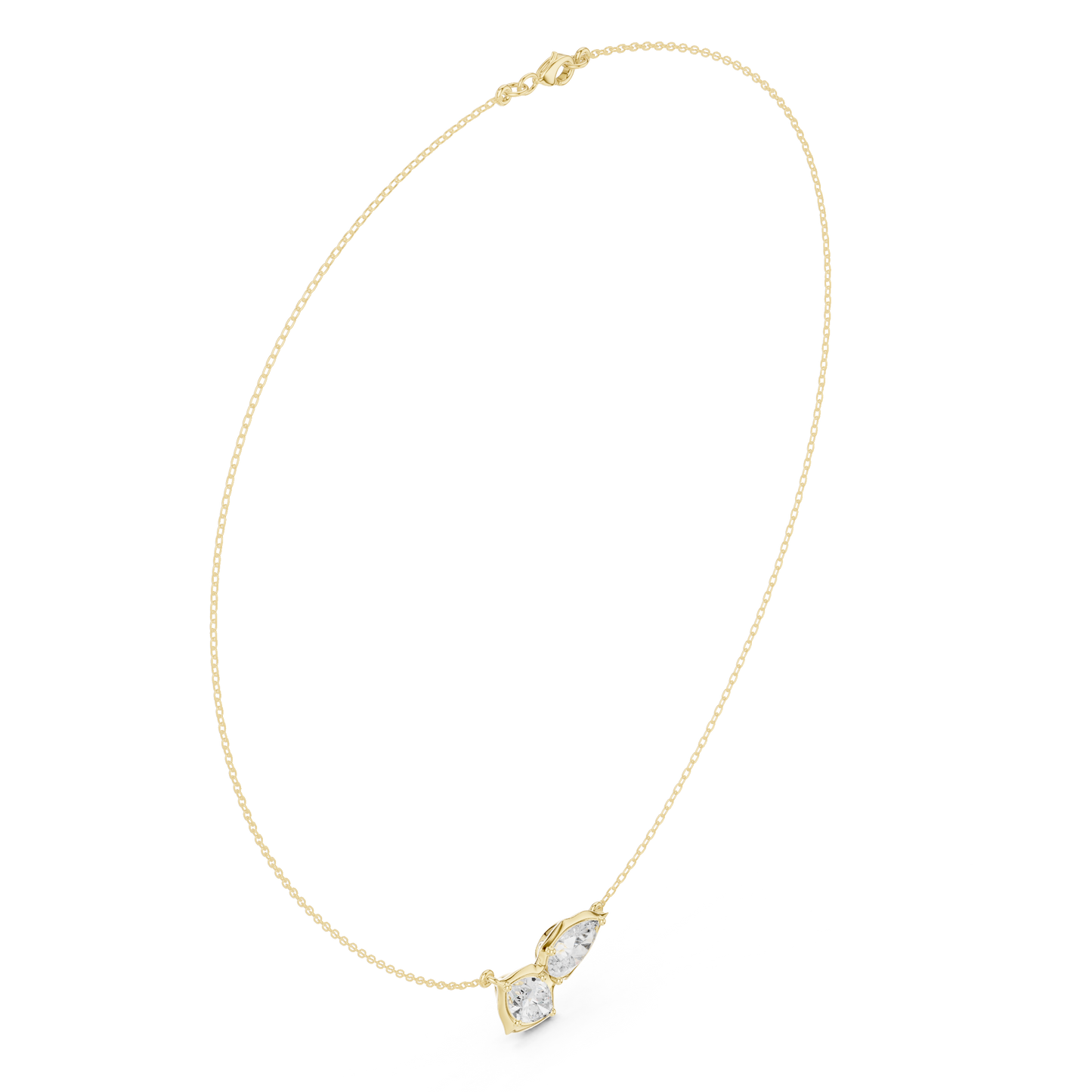 Luminous Double Marquise Necklace | Nature Shaped Diamond Motif | Refined Contemporary Bridal Accent Jewelry