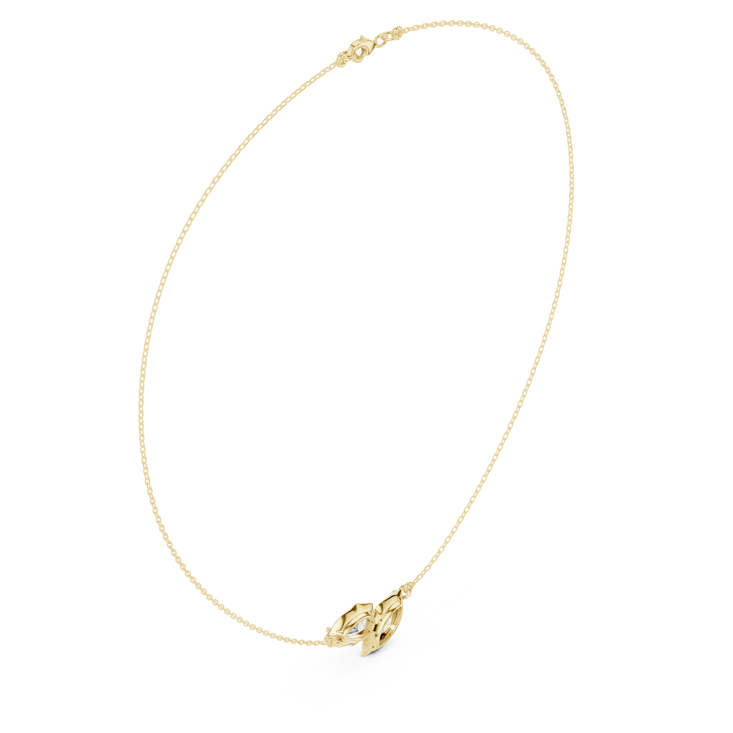 Luminous Double Marquise Necklace | Nature Shaped Diamond Motif | Refined Contemporary Bridal Accent Jewelry