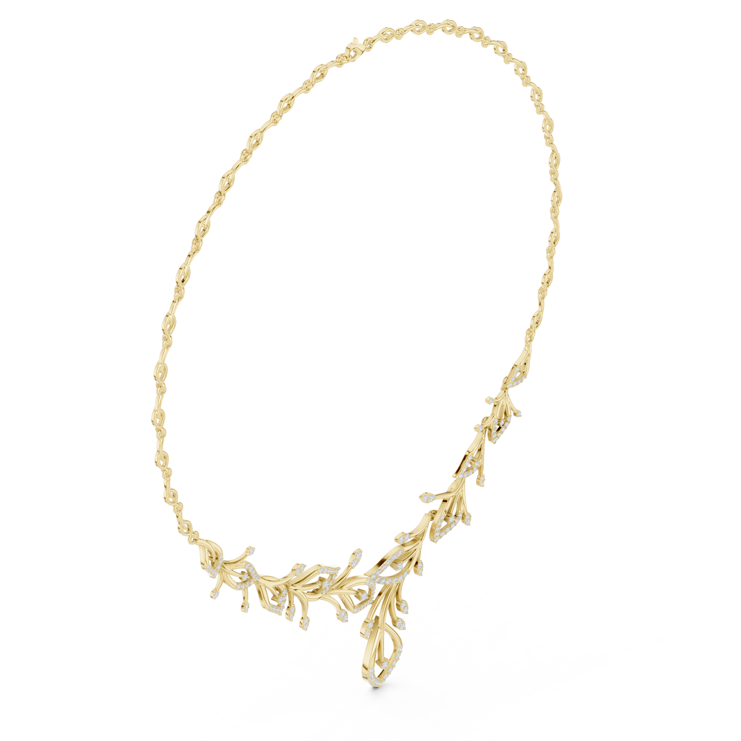 Mythic Diamond Foliage | Haute Gold Necklace | Ultra Exclusive Bridal Statement Masterpiece