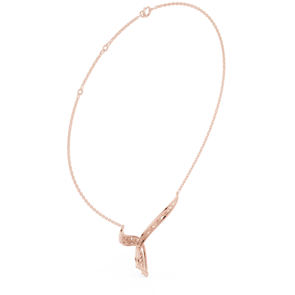 Abstract Wave Diamond Necklace - White Yellow Rose Silver Plated- High Fashion Minimal Jewelry Design