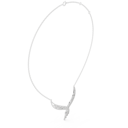 Abstract Wave Diamond Necklace - White Yellow Rose Silver Plated- High Fashion Minimal Jewelry Design