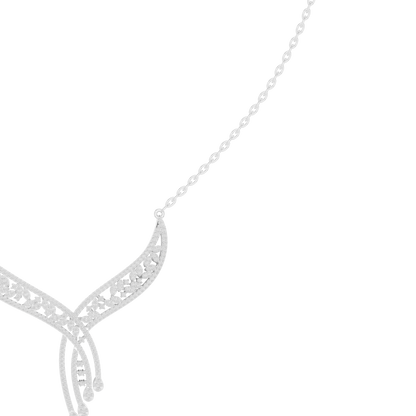 Abstract Wave Diamond Necklace - White Yellow Rose Silver Plated- High Fashion Minimal Jewelry Design