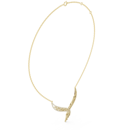 Abstract Wave Diamond Necklace - White Yellow Rose Silver Plated- High Fashion Minimal Jewelry Design