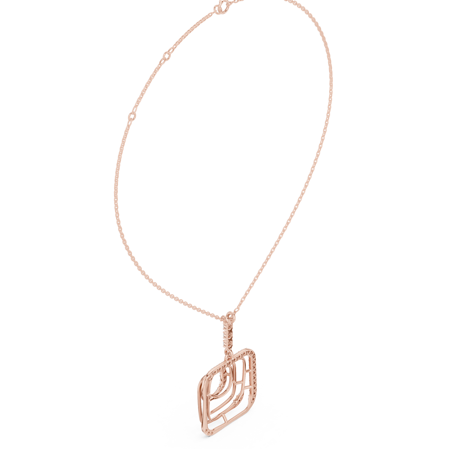 Modernist Square Pendant | Tri Metal Brilliance | Statement Jewelry With Artistic Edge