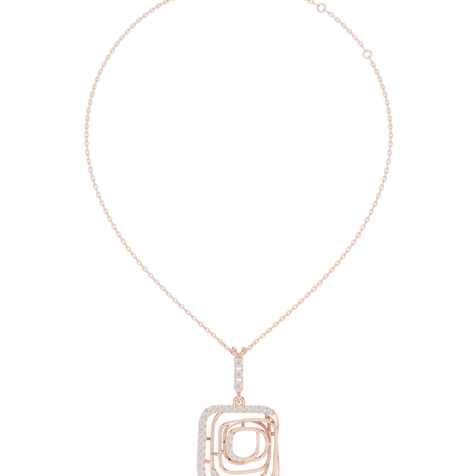 Modernist Square Pendant | Tri Metal Brilliance | Statement Jewelry With Artistic Edge