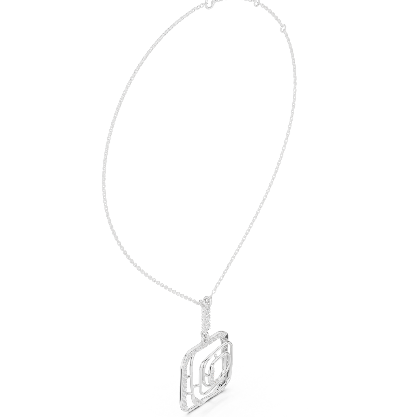 Modernist Square Pendant | Tri Metal Brilliance | Statement Jewelry With Artistic Edge