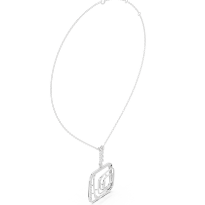 Modernist Square Pendant | Tri Metal Brilliance | Statement Jewelry With Artistic Edge