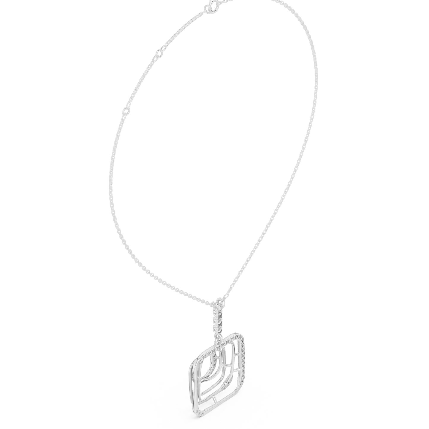 Modernist Square Pendant | Tri Metal Brilliance | Statement Jewelry With Artistic Edge